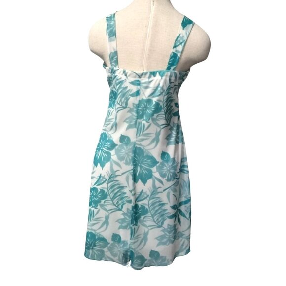 Specklers Womens Tropical Floral Sundress White Teal Cross-Strap Size Large Summ - Picture 6 of 8